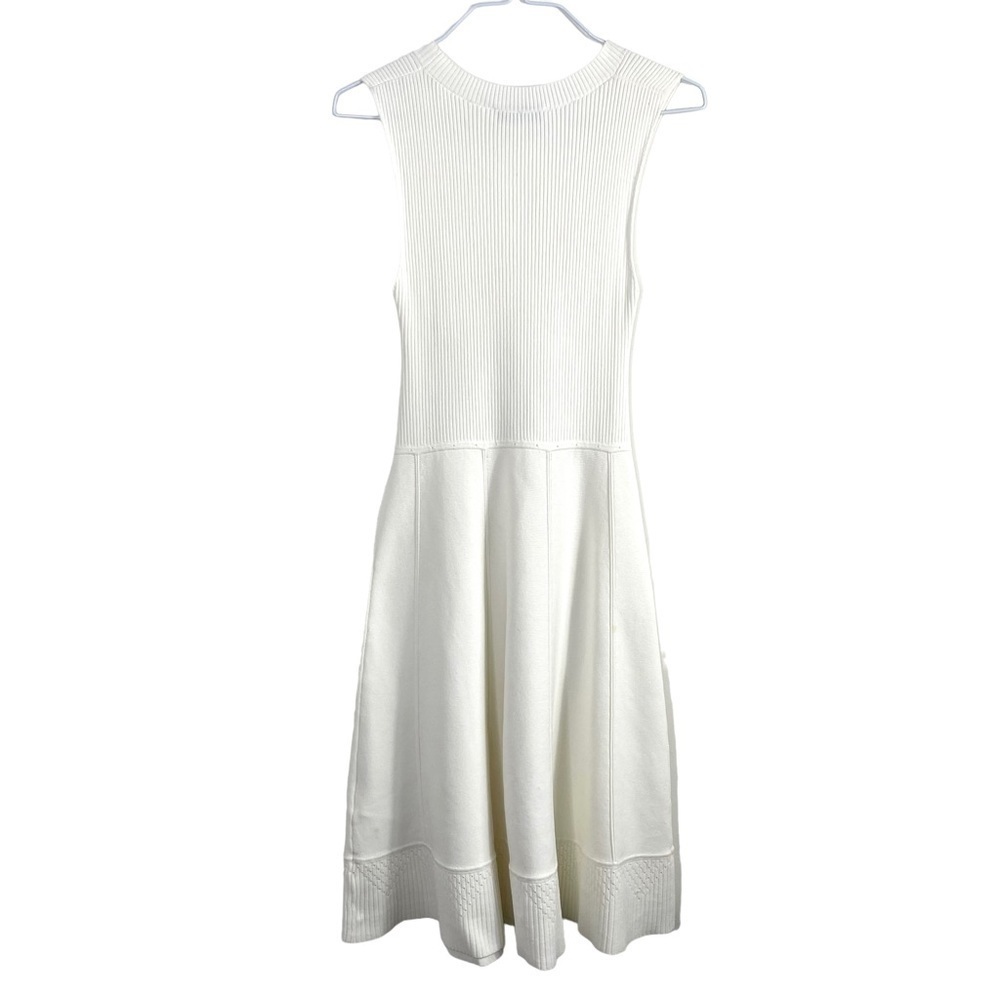 SANDRO Paris Areva Knit Sleeveless Dress in White R1632E-11 - Picture 4 of 7